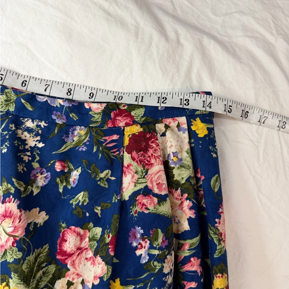VINTAGE Cotton Jacquard Floral Midi Skirt Cottage‎ Floral 12 M - Picture 8 of 12